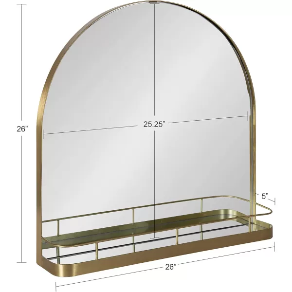 imageKate and Laurel Peyson Arched Wall Mirror with Shelf 18 x 24 Silver Decorative Modern Metal Arch Mirror with Storage Shelf for Glamorous Wall DcorGold
