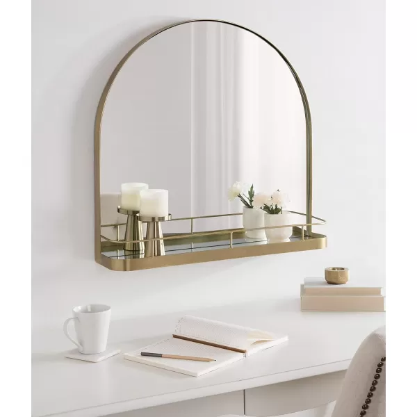 imageKate and Laurel Peyson Arched Wall Mirror with Shelf 18 x 24 Silver Decorative Modern Metal Arch Mirror with Storage Shelf for Glamorous Wall DcorGold