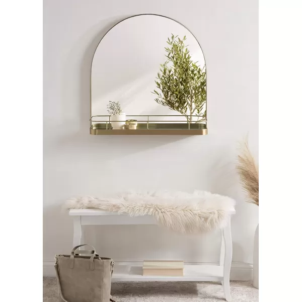 imageKate and Laurel Peyson Arched Wall Mirror with Shelf 18 x 24 Silver Decorative Modern Metal Arch Mirror with Storage Shelf for Glamorous Wall DcorGold