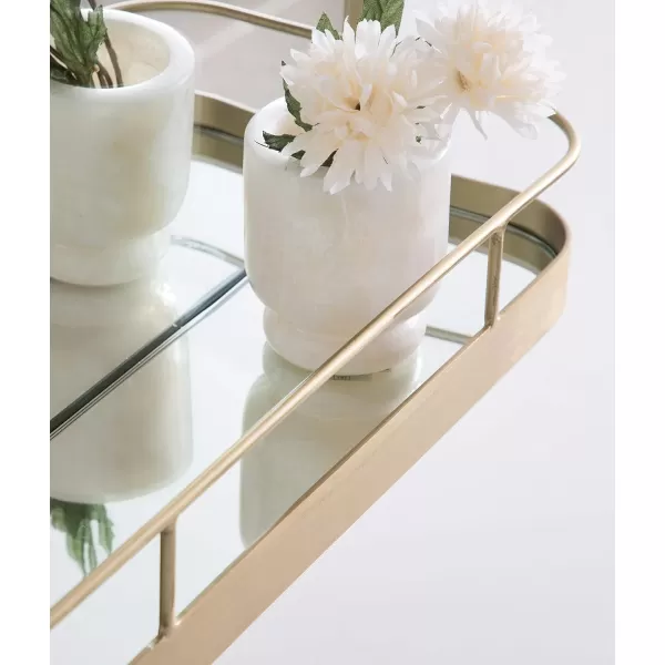 imageKate and Laurel Peyson Arched Wall Mirror with Shelf 18 x 24 Silver Decorative Modern Metal Arch Mirror with Storage Shelf for Glamorous Wall DcorGold