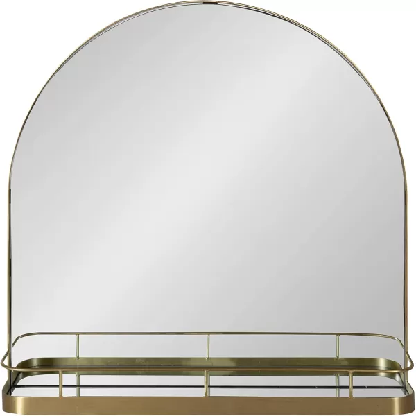 imageKate and Laurel Peyson Arched Wall Mirror with Shelf 18 x 24 Silver Decorative Modern Metal Arch Mirror with Storage Shelf for Glamorous Wall DcorGold