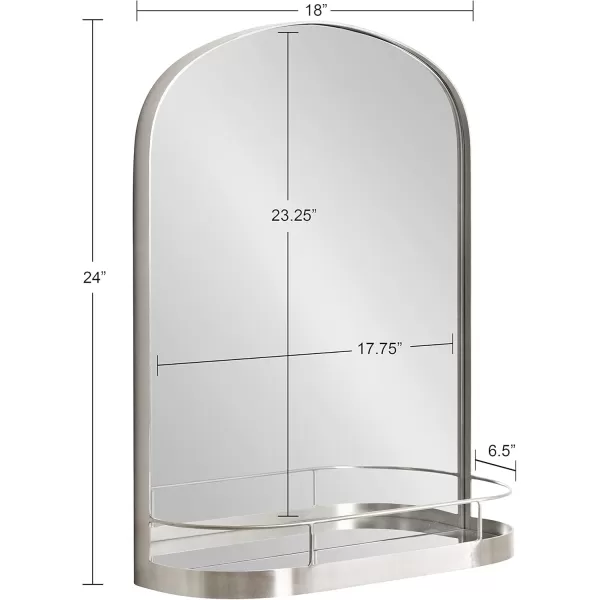 imageKate and Laurel Peyson Arched Wall Mirror with Shelf 18 x 24 Silver Decorative Modern Metal Arch Mirror with Storage Shelf for Glamorous Wall DcorSilver