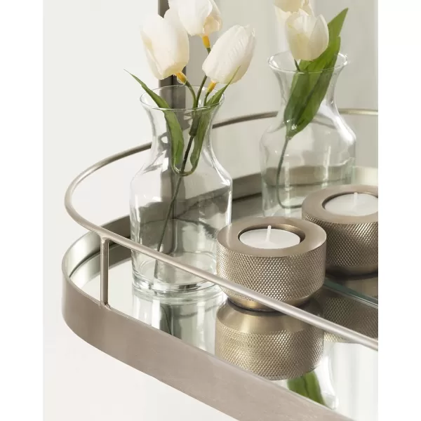 imageKate and Laurel Peyson Arched Wall Mirror with Shelf 18 x 24 Silver Decorative Modern Metal Arch Mirror with Storage Shelf for Glamorous Wall DcorSilver