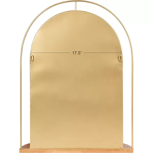 imageKate and Laurel Reverie Modern Arched Mirror with Shelf 23 x 30 Natural Wood and Gold Transitional Arch Mirror with Unique Glam Frame for Wall Decor