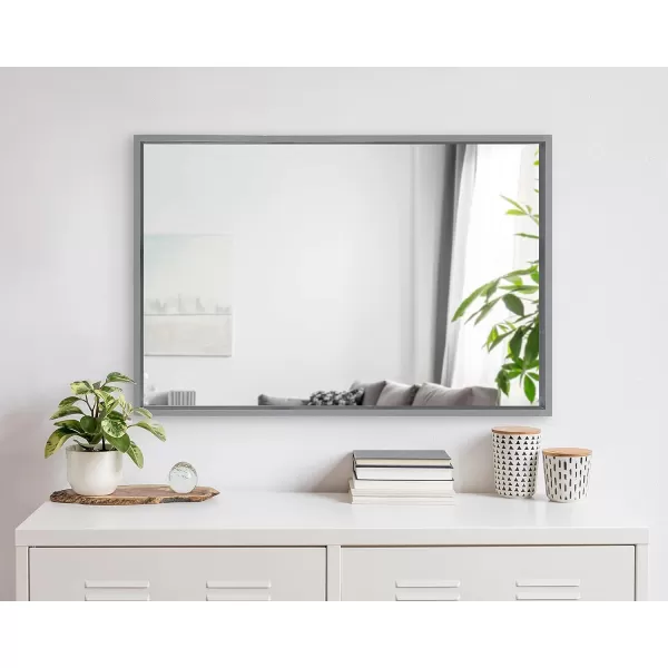 imageKate and Laurel Travis Modern Wood Framed Wall Mirror 16 x 48 Silver Transitional Rectangle Mirror for WallGrey