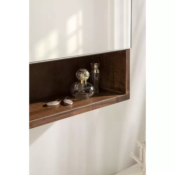 imageKate and Laurel Vin Modern Decorative Storage Mirror 20 x 30 Rustic Brown Transitional Cabinet with Mirror and Four ShelvesBrown