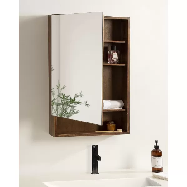 imageKate and Laurel Vin Modern Decorative Storage Mirror 20 x 30 Rustic Brown Transitional Cabinet with Mirror and Four ShelvesBrown