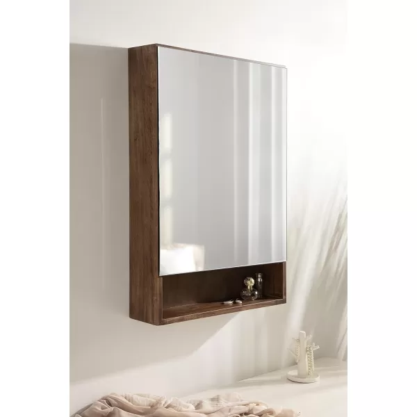 imageKate and Laurel Vin Modern Decorative Storage Mirror 20 x 30 Rustic Brown Transitional Cabinet with Mirror and Four ShelvesBrown