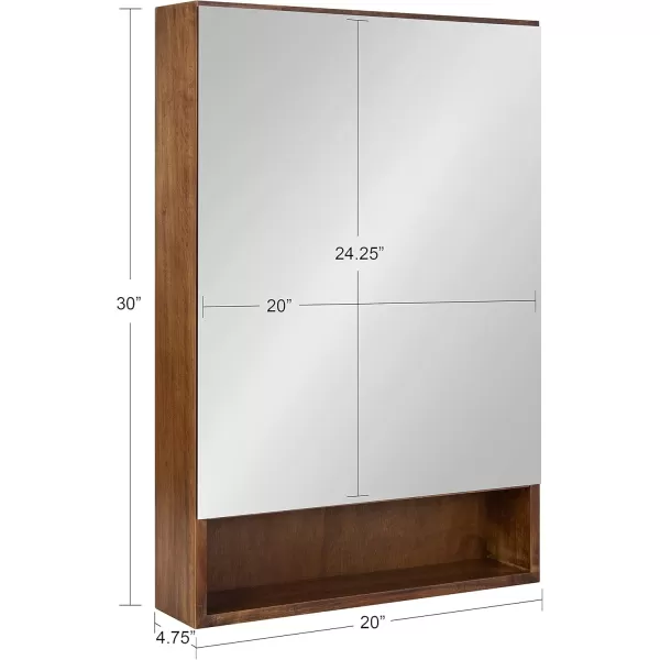 imageKate and Laurel Vin Modern Decorative Storage Mirror 20 x 30 Rustic Brown Transitional Cabinet with Mirror and Four ShelvesBrown