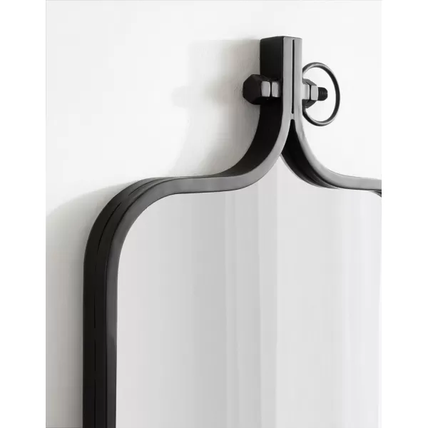 imageKate and Laurel Yitro Modern Rectangle Panel Mirror 16 x 48 Black Decorative Industrial FullLength Mirror for Bathroom Wall DecorBlack