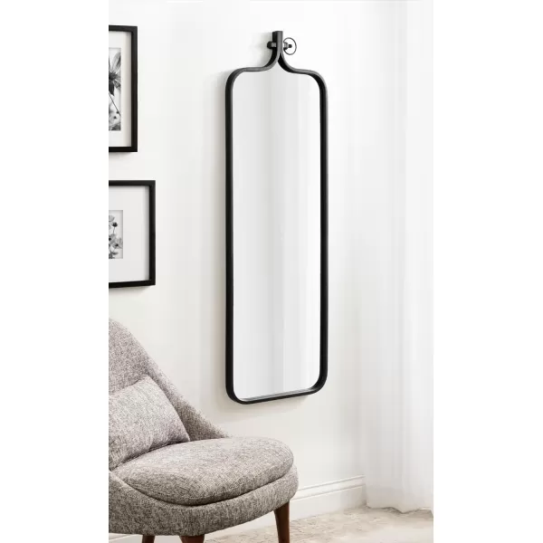 imageKate and Laurel Yitro Modern Rectangle Panel Mirror 16 x 48 Black Decorative Industrial FullLength Mirror for Bathroom Wall DecorBlack