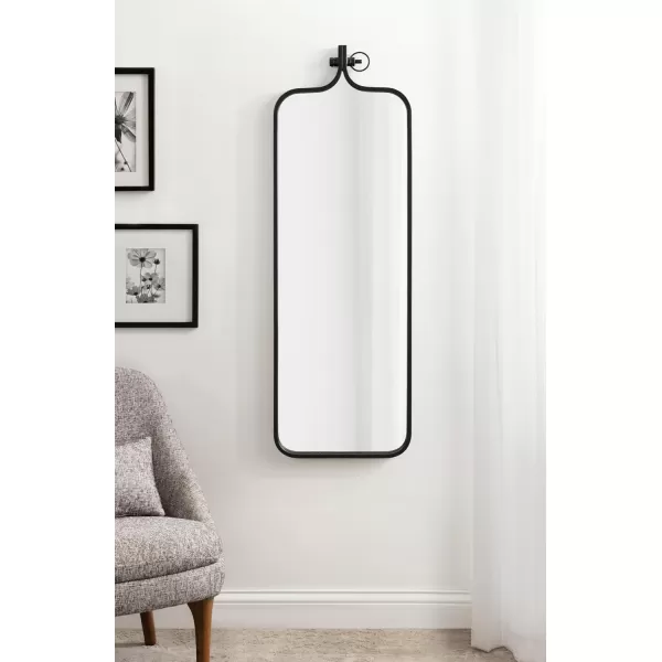 imageKate and Laurel Yitro Modern Rectangle Panel Mirror 16 x 48 Black Decorative Industrial FullLength Mirror for Bathroom Wall DecorBlack