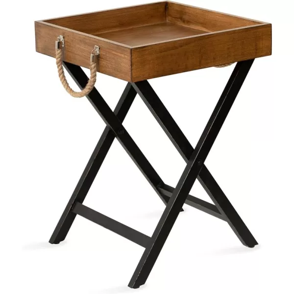 imageKate and Laurel Bayville Farmhouse Wood Decorative Modern Table with Deep Removable Tray for Serving Display and Storage 17 x 17 x 24 Rustic Brown and BlackRustic Brown and Black