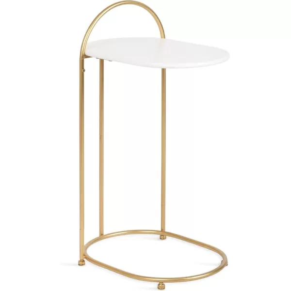 imageKate and Laurel Caplan Modern Capsule C TV Tray or Laptop Table for Living Room Home Decor 20x13x33 WhiteGoldWhiteGold