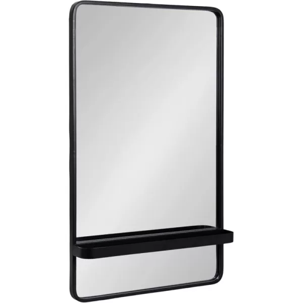 imageKate and Laurel Estero Modern Metal Rectangle Mirror with Rounded Shelf 20 x 34 Black Decorative Contemporary Rounded Rectangle Shelf Mirror for Living Room or Bedroom Storage and DisplayBlack