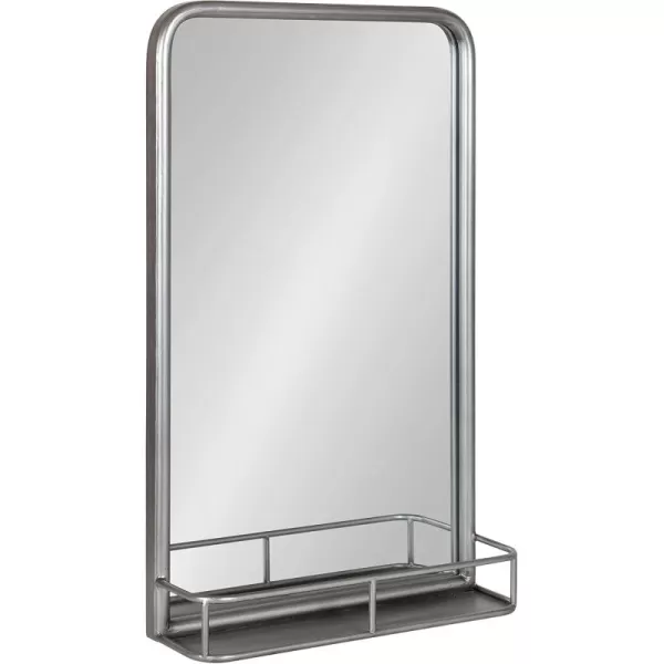 imageKate and Laurel Estero Modern Radius Rectangle Mirror with Shelf 18 x 30 Silver Chic Industrial Iron Mirror with Durable Shelf for Storage and DisplaySilver