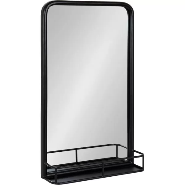 imageKate and Laurel Estero Modern Radius Rectangle Mirror with Shelf 18 x 30 Silver Chic Industrial Iron Mirror with Durable Shelf for Storage and DisplayBlack