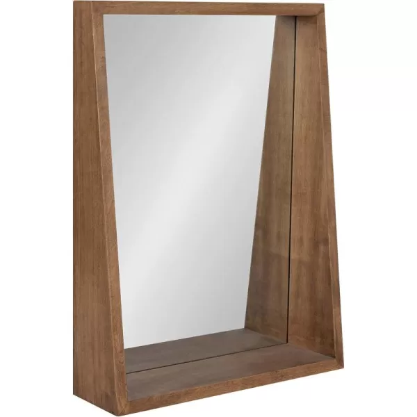 imageKate and Laurel Hutton Modern Wood Framed Mirror with Ledge Shelf 18 x 24 Walnut Brown Chic MidCentury Mirrors for WallRustic Brown