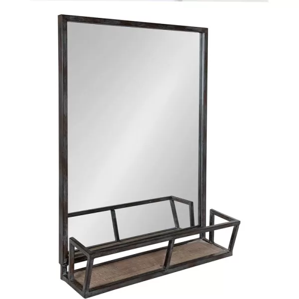 imageKate and Laurel Jackson Modern Metal Framed Wall Mirror with Shelf 22 x 29 Black Chic Rectangle Mirror for WallBlack