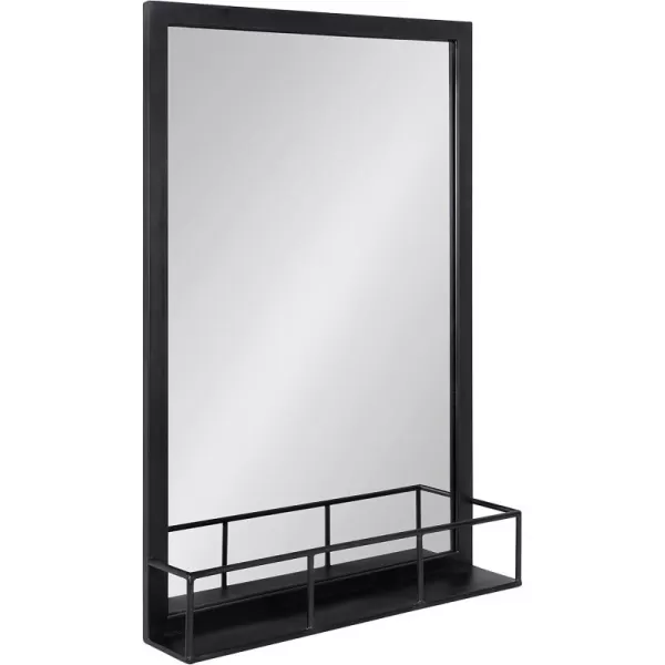 imageKate and Laurel Jackson Modern Mirror with Shelf 20 x 30 Black Decorative Mirror with Transitional Style and Additional Storage