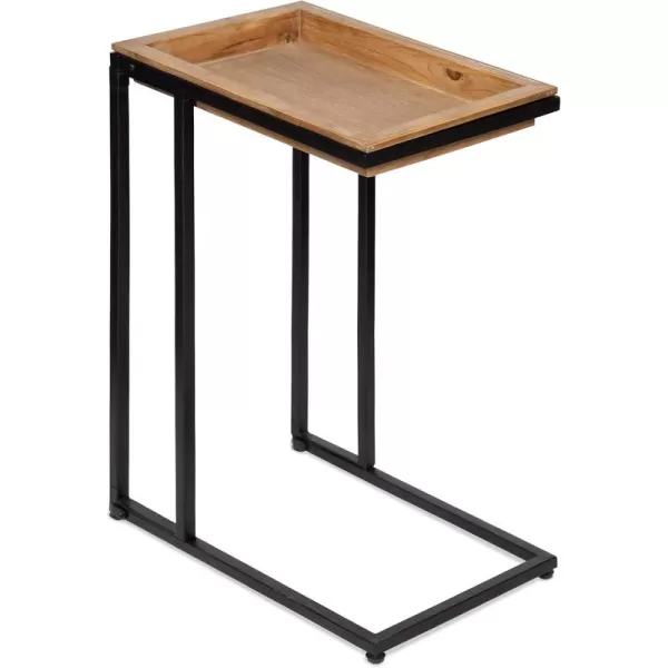 imageKate and Laurel Lockridge Industrial Modern Farmhouse Wood and Metal Sofa Foldable Side CTable Light Rustic Brown and BlackNatural