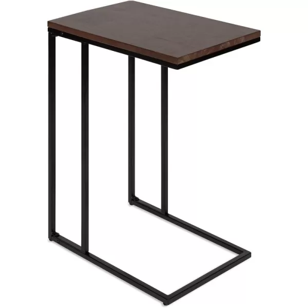 imageKate and Laurel Lockridge Modern CShape End Table 19 x 12 x 27 Rustic Brown and Black Decorative Minimalist Accent Table for Storage and DisplayDark Walnut Brown