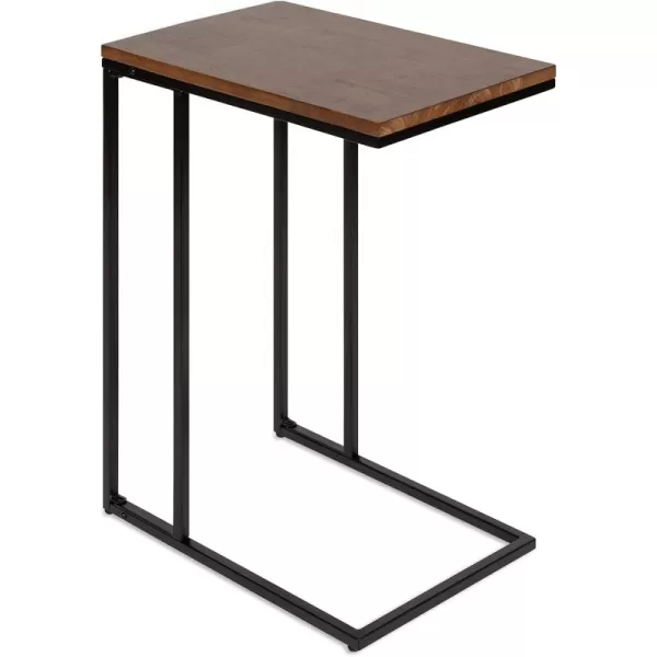 imageKate and Laurel Lockridge Modern CShape End Table 19 x 12 x 27 Rustic Brown and Black Decorative Minimalist Accent Table for Storage and DisplayWalnut Brown and Black