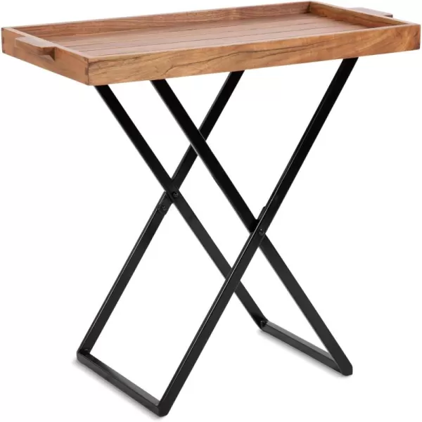 imageKate and Laurel Monaco Modern Transitional Wooden Outdoor Patio Coffee Table with Removable Serving Tray for Storage and Display 31x16x28 NaturalBlack