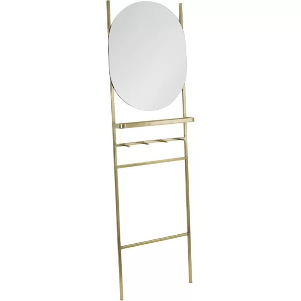 imageKate and Laurel Noka Leaning Ladder Mirror 18 x 5 x 67 Gold Decorative Storage Ladder with Capsule Wall MirrorGold