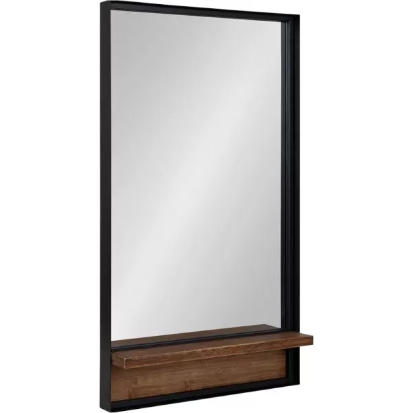 imageKate and Laurel Owing Farmhouse Rectangle Wall Mirror with Shelf 20 x 34 Black and Rustic Brown Decorative Rustic Mirror with Shelf Ledge for Storage and DisplayRustic Brown