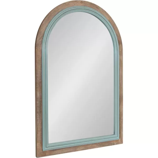 imageKate and Laurel Palmer Rustic Farmhouse Arched Wooden Mirror 24 x 36 Blue and Rustic Brown Coastal Arch Decorative Wall Mirror with Paint Distressing