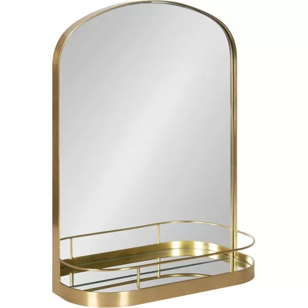 imageKate and Laurel Peyson Arched Wall Mirror with Shelf 18 x 24 Gold Decorative Modern Metal Arch Mirror with Storage Shelf for Glamorous Wall Decor