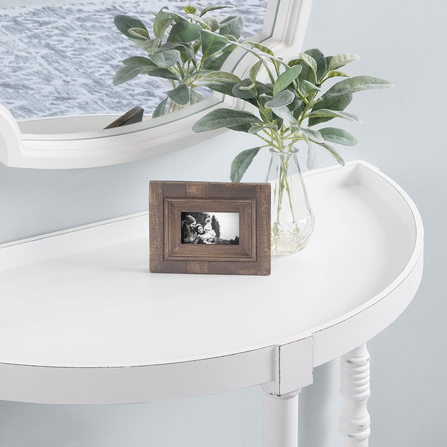 imageKate and Laurel Bellport Farmhouse Demilune Console Table 30 x 14 x 30 Natural Rustic Brown Wood Vintage Inspired Accent Table for Storage and Display