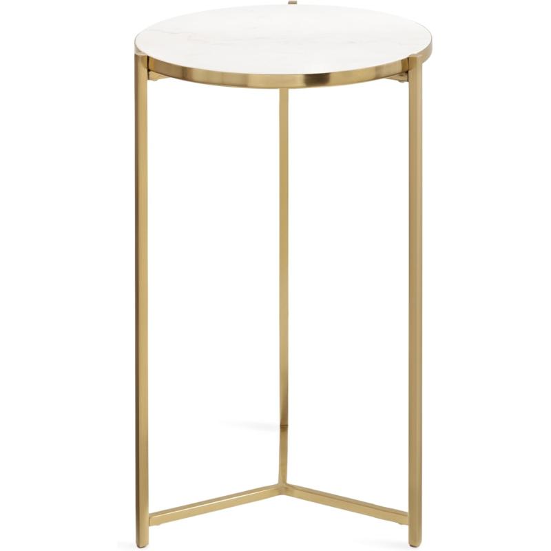 imageKate and Laurel Aguilar Modern Round Side Table with Sturdy Metal Base and Marble Tabletop 15x15x24 SilverGold