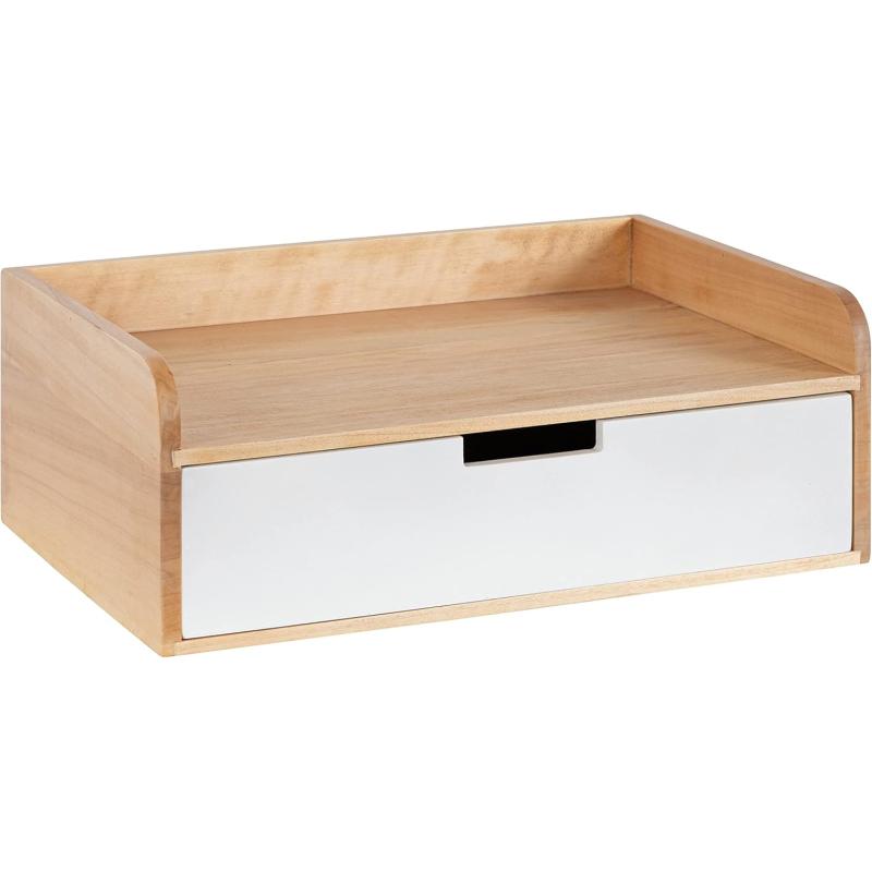 imageKate and Laurel Kitt Modern Floating Wall Shelf Side Table with Drawer 18quot x 12quot x 65quot BlackWhiteNatural