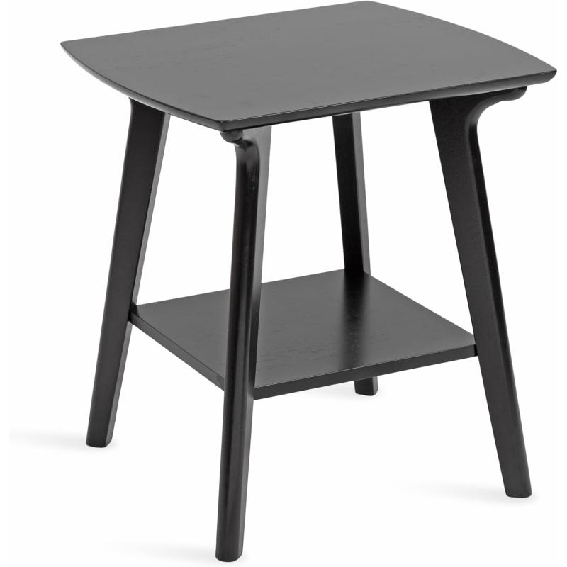 imageKate and Laurel Louen Transitional Tiered Rectangle Side Table with Storage for Use as Bedroom Nightstand 22x20x24 Black