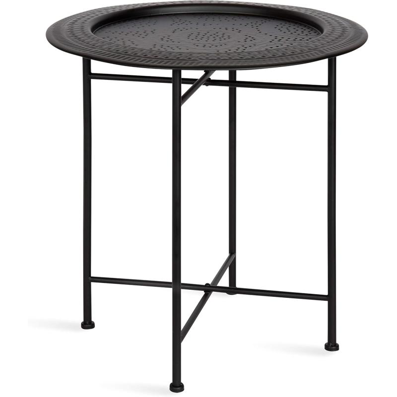 imageKate and Laurel Razza Modern Side Table 19 x 19 x 20 Black Round Metal End Table for Storage and DisplayBlack