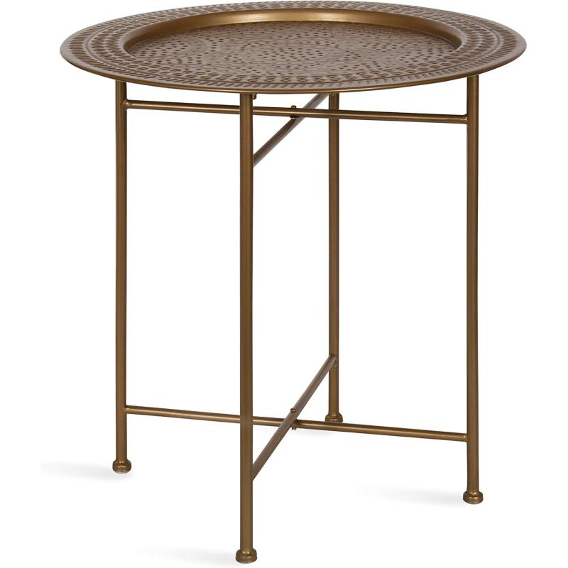 imageKate and Laurel Razza Modern Side Table 19 x 19 x 20 Black Round Metal End Table for Storage and DisplayGold