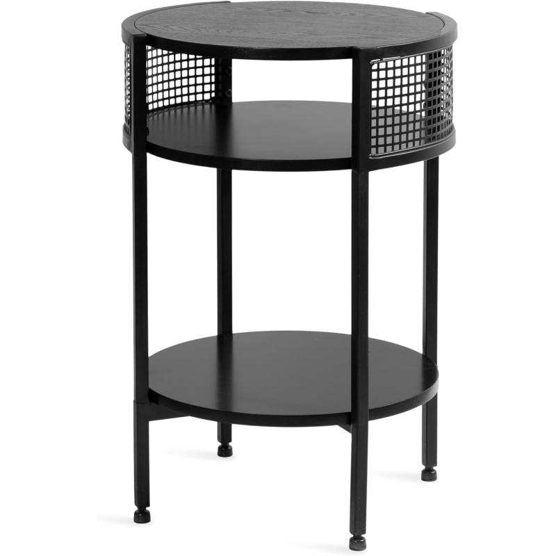 imageKate and Laurel Urso Modern Tiered Round Side Table for Living Room Decor with Metal Mesh Details 16x15x25 Black
