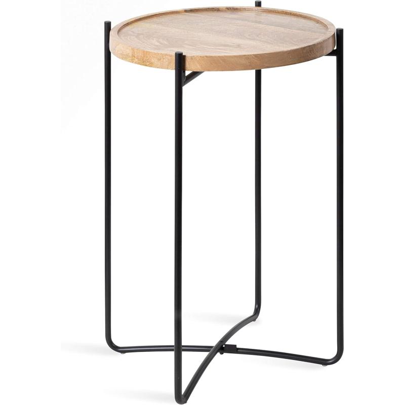 imageKate and Laurel Vale Modern Side Table 155 x 155 x 25 Natural Rustic and Black Farmhouse End Table for Storage and Display
