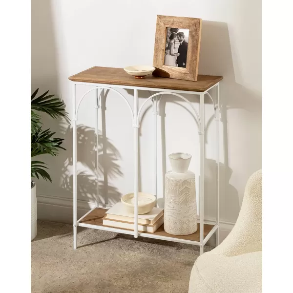 imageKate and Laurel Anthea Wood and Metal Console Table 24x10x30 Rustic BrownWhiteRustic BrownWhite