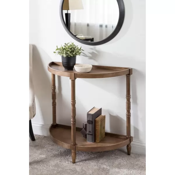 imageKate and Laurel Bellport Farmhouse Demilune Console Table 30 x 14 x 30 Natural Rustic Brown Wood Vintage Inspired Accent Table for Storage and Display