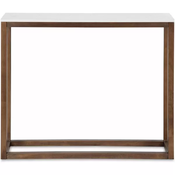 imageKate and Laurel Carmela Modern ManMade Marble Top Console Table with Wooden Base in Walnut Brown FinishWhiteWalnut Brown