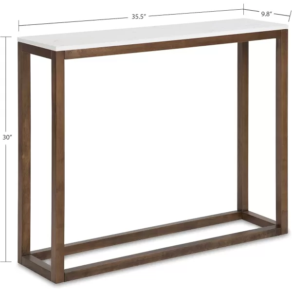 imageKate and Laurel Carmela Modern ManMade Marble Top Console Table with Wooden Base in Walnut Brown FinishWhiteWalnut Brown