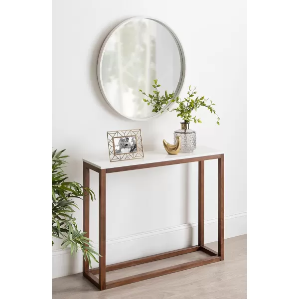 imageKate and Laurel Carmela Modern ManMade Marble Top Console Table with Wooden Base in Walnut Brown FinishWhiteWalnut Brown