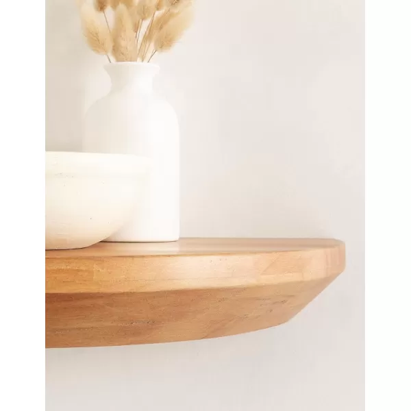imageKate and Laurel Colter Transitional Floating Side Table 18 x 3 x 9 Natural Brown Modern HalfCircle Solid Wood Floating Shelf Table for Home Decor for Small SpacesNatural