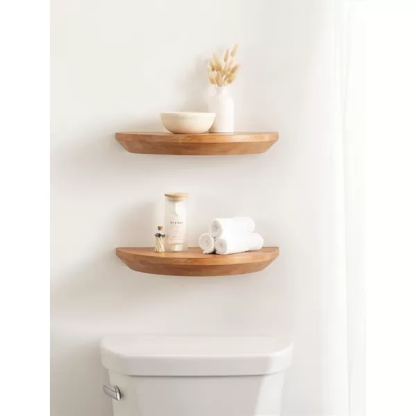 imageKate and Laurel Colter Transitional Floating Side Table 18 x 3 x 9 Natural Brown Modern HalfCircle Solid Wood Floating Shelf Table for Home Decor for Small SpacesNatural
