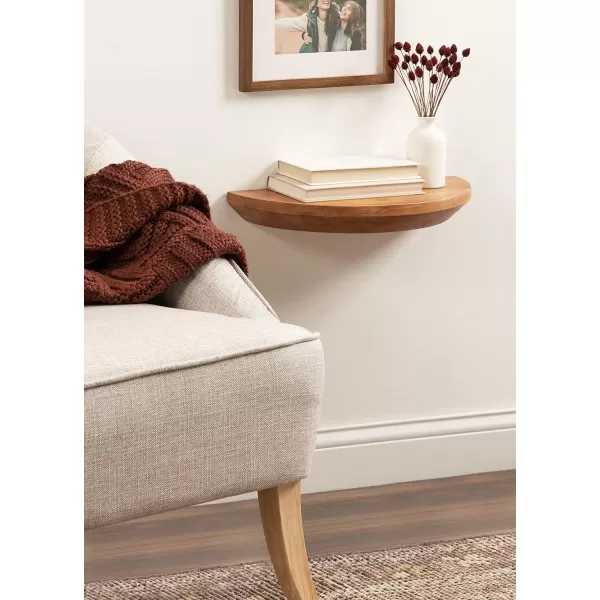 imageKate and Laurel Colter Transitional Floating Side Table 18 x 3 x 9 Natural Brown Modern HalfCircle Solid Wood Floating Shelf Table for Home Decor for Small SpacesNatural