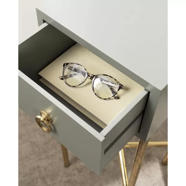 imageKate and Laurel Decklyn Modern Glam Wood Side Accent Table with Drawer GrayGoldGoldGray