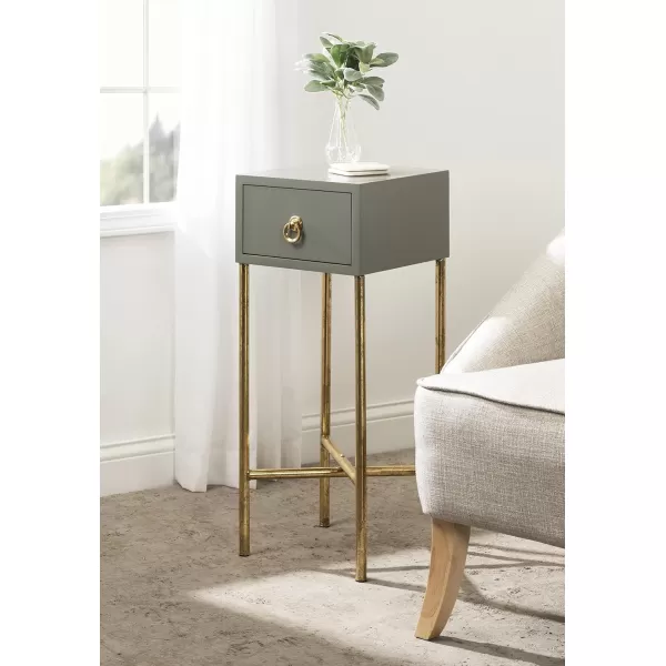 imageKate and Laurel Decklyn Modern Glam Wood Side Accent Table with Drawer GrayGoldGoldGray